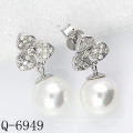 2015 Los últimos estilos cultivaron los pendientes de la perla plata 925 (Q-6949)